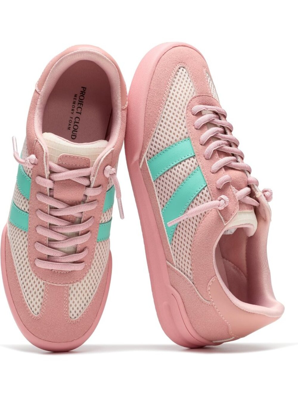 Project Cloud Women's Pink Genuine Leather Memory Foam Insole Sneaker Shoes